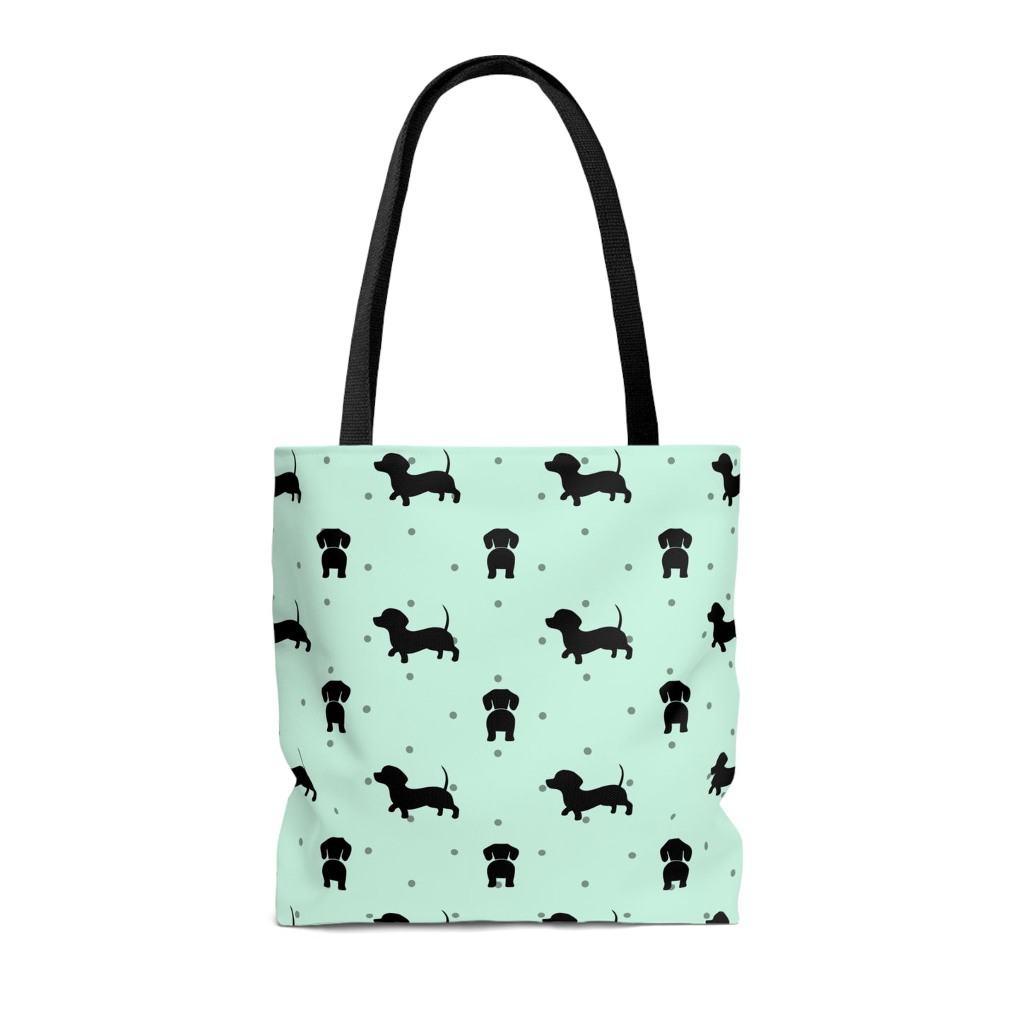 Mint & Black Dachshund Dot Tote Bag