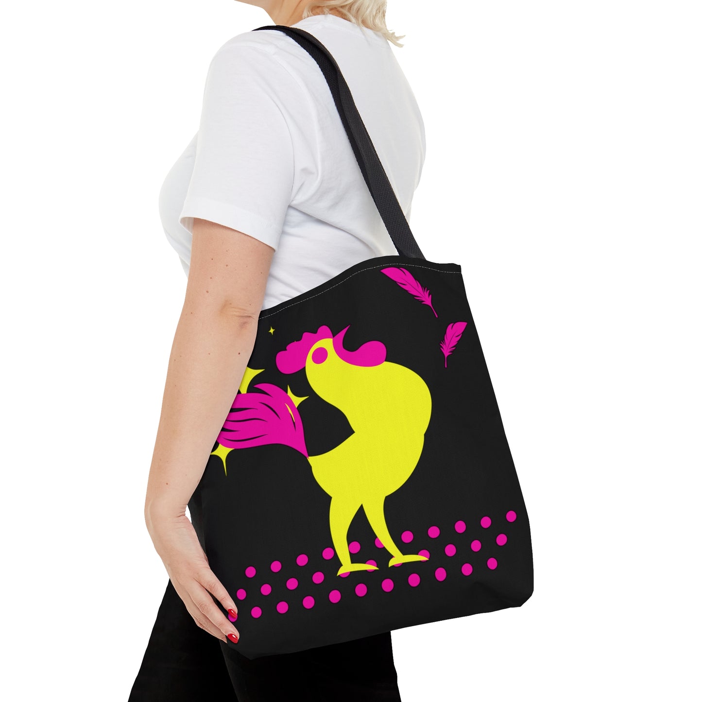 Hot Pink & Neon Yellow Rooster Gamecock Tote Bag