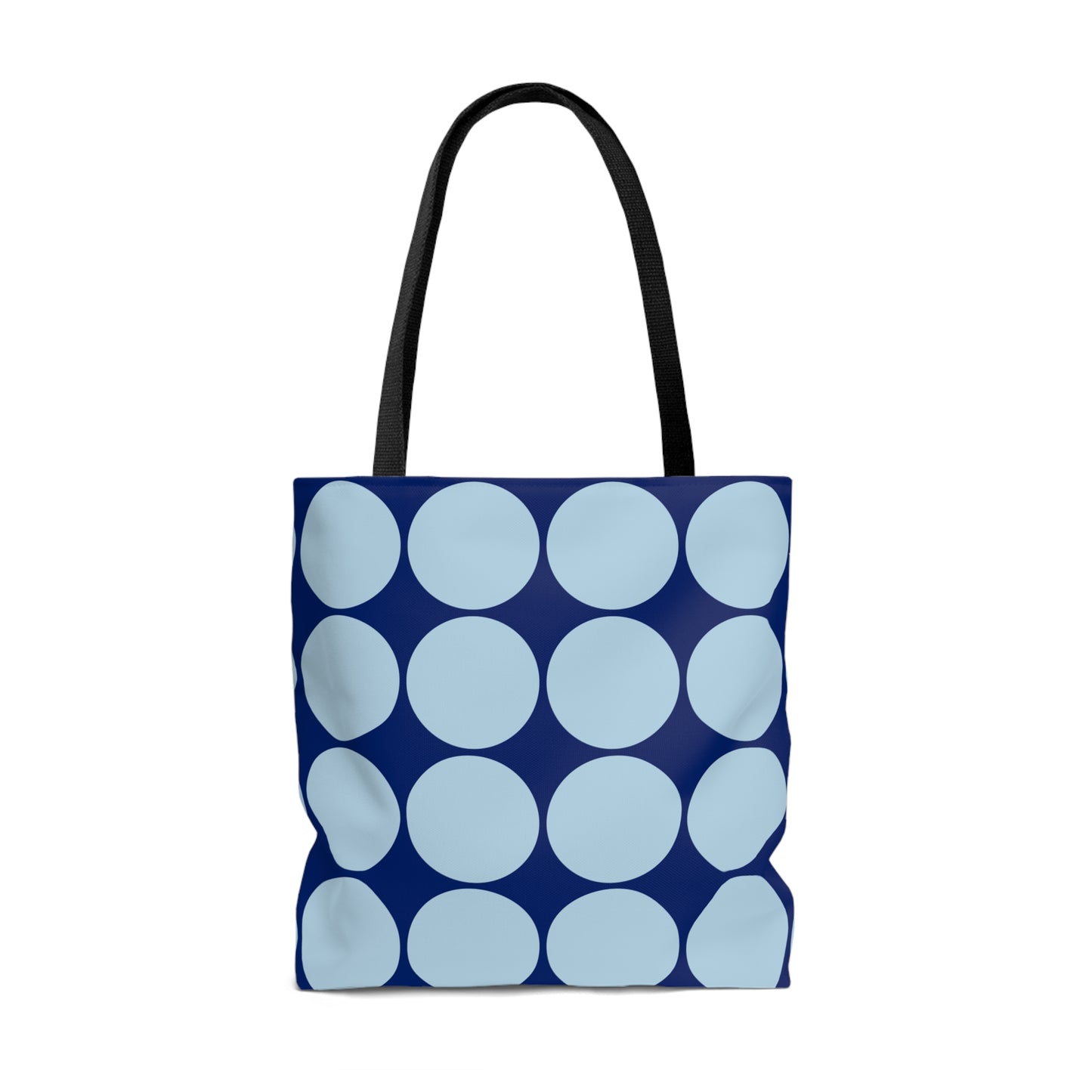 Navy & Sky Blue Circle Print Canvas Tote Bag