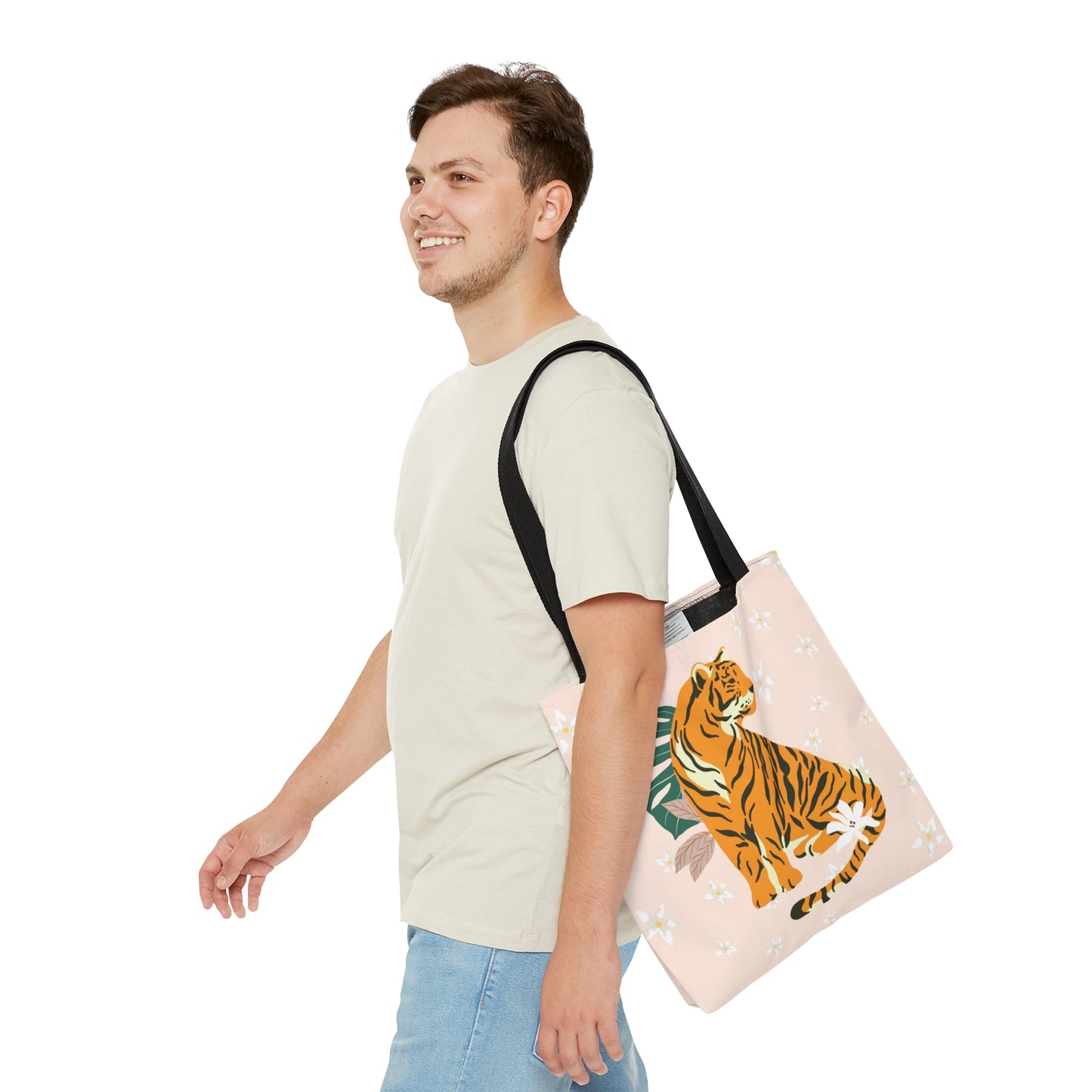 Boho Tiger & Lilies Canvas Tote Bag