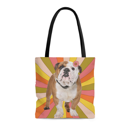 Retro Bulldog Vintage Colors Canvas Tote Bag