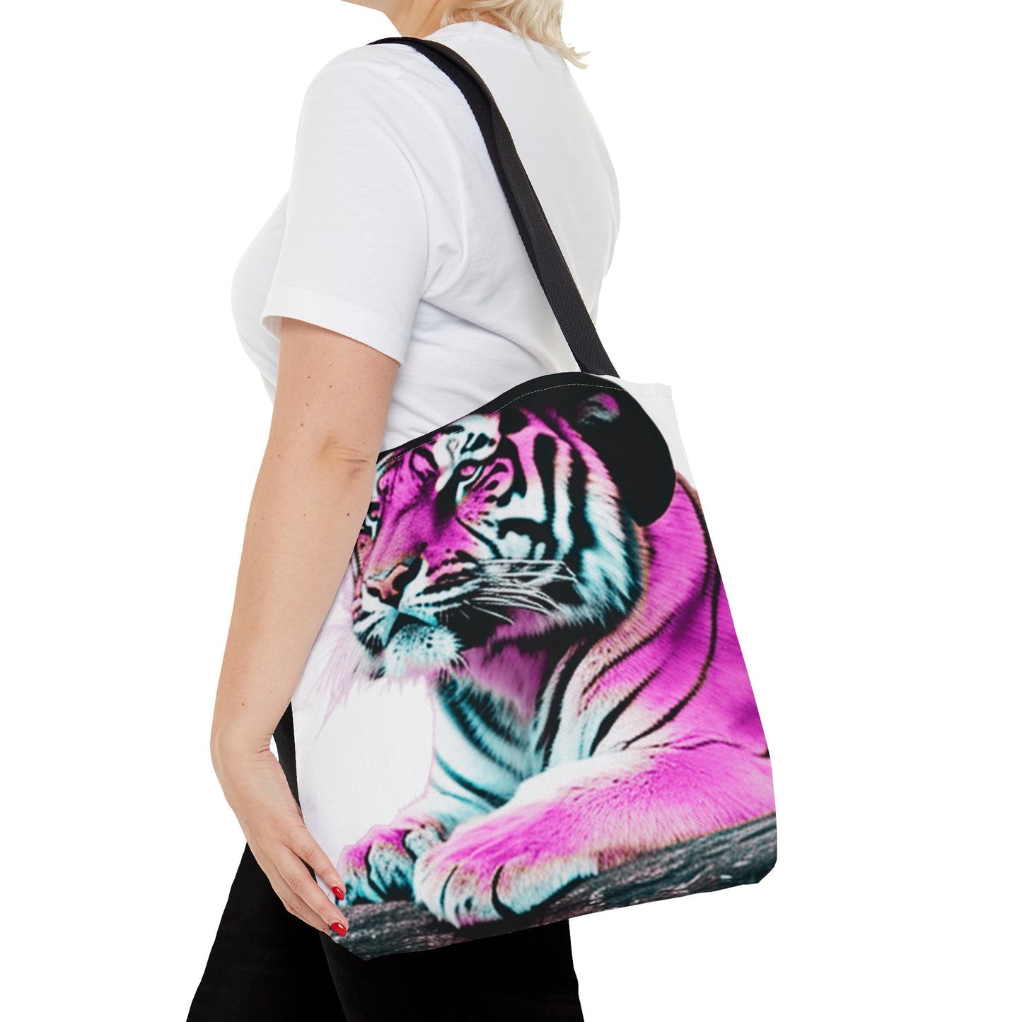Hot Pink Tiger & Blue Hat Tote Bag