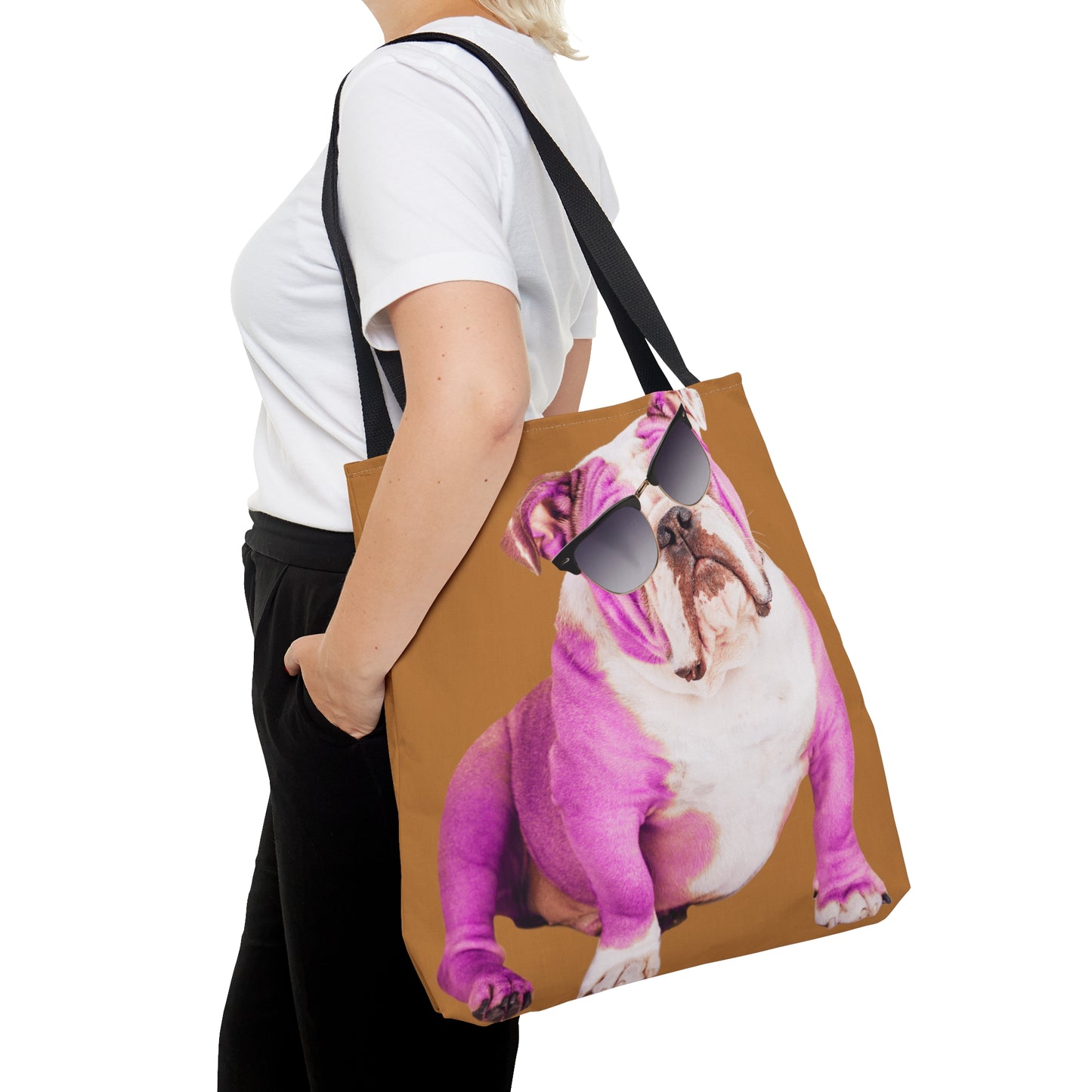 Pink Bulldog with Sunnies Canvas Tote Bag