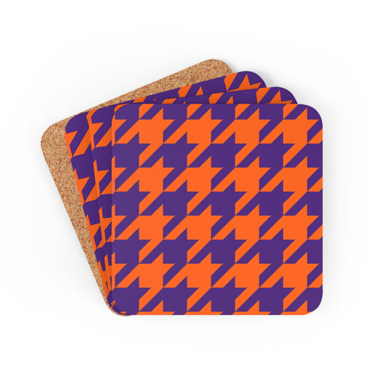 Purple & Orange Houndstooth Coaster Set