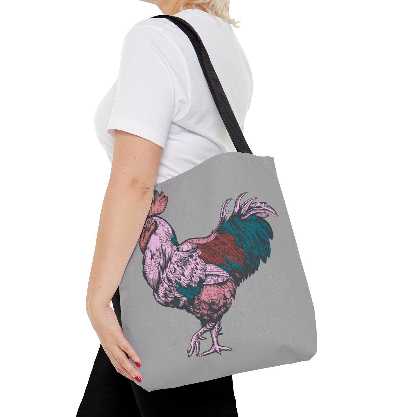 Pink & Turquoise Rooster Gamecock Canvas Tote Bag