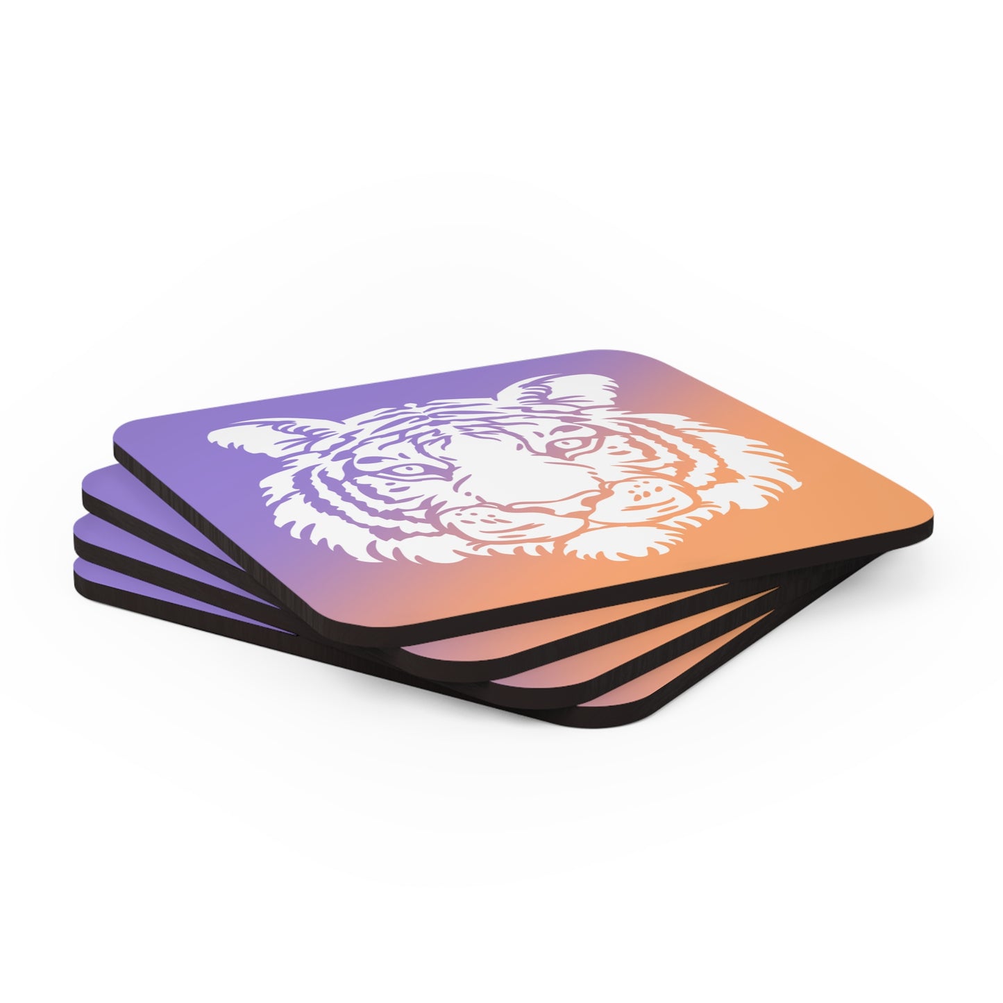 Purple & Orange Gradient Tiger Coaster Set