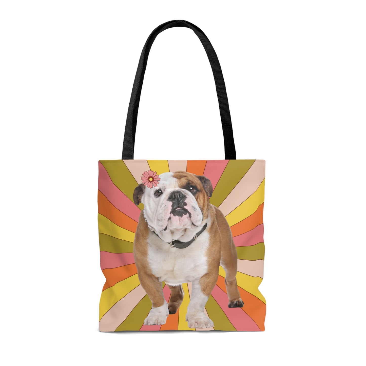Retro Bulldog Vintage Colors Canvas Tote Bag