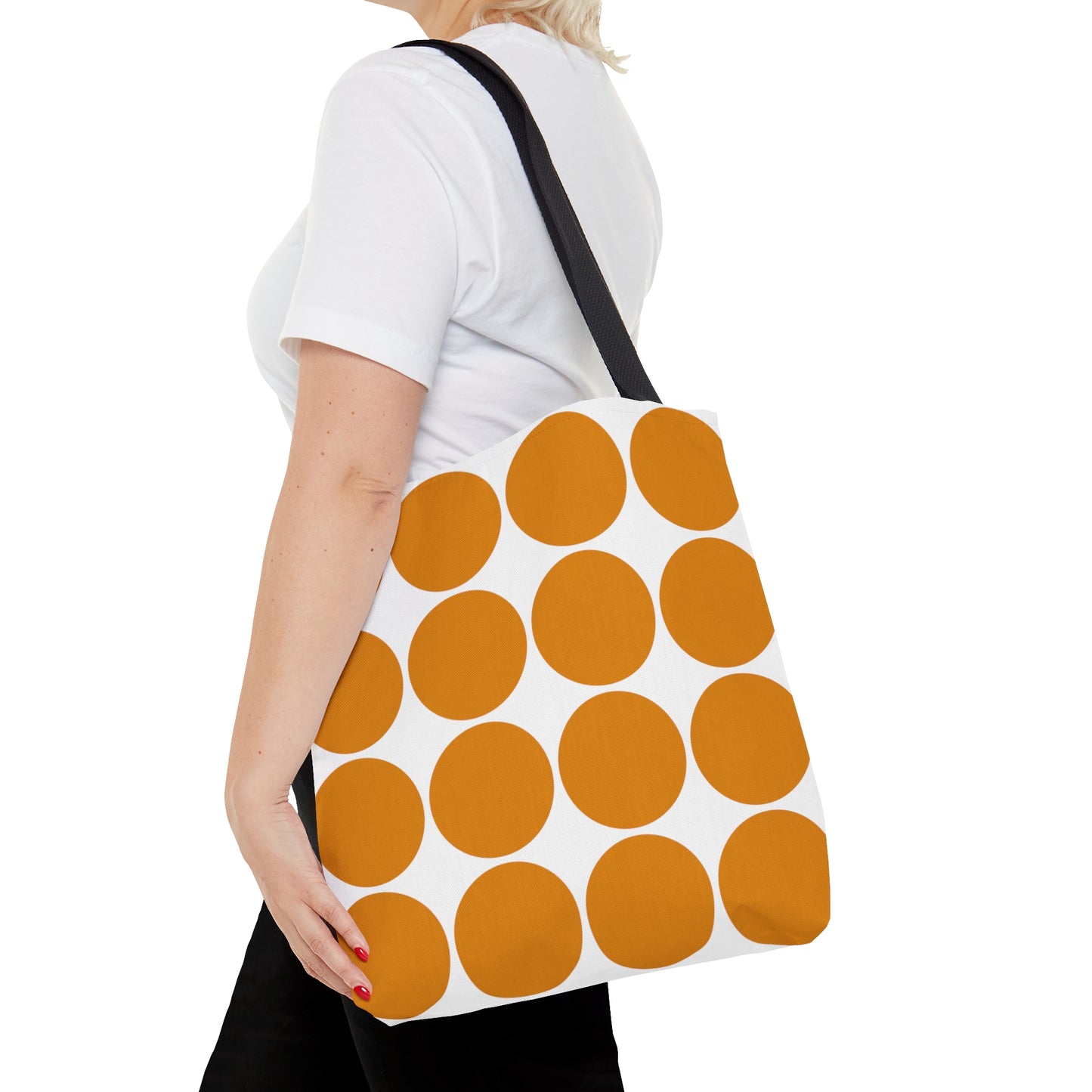 Tangerine Orange & White Circles Tote Bag