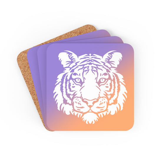 Purple & Orange Gradient Tiger Coaster Set