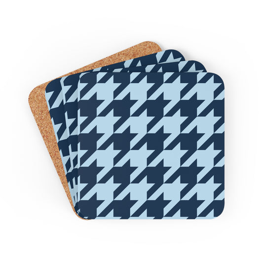 Blue Sky & Navy Houndstooth Coaster Set