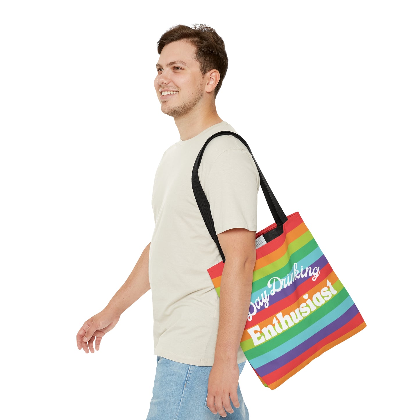 Day Drinking Enthusiast Tropical Rainbow Tote Bag