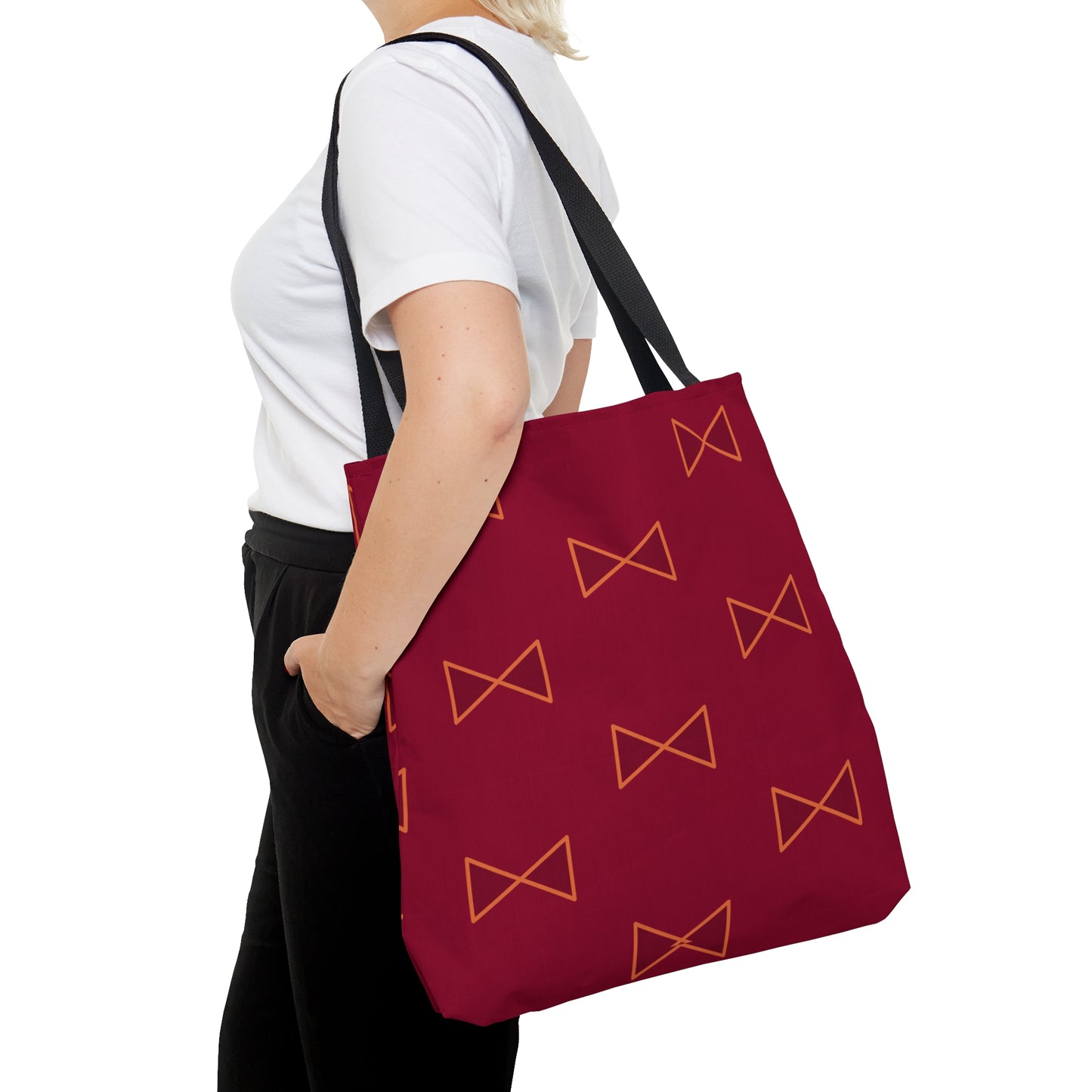 Maroon & Tangerine Bows Canvas Tote Bag