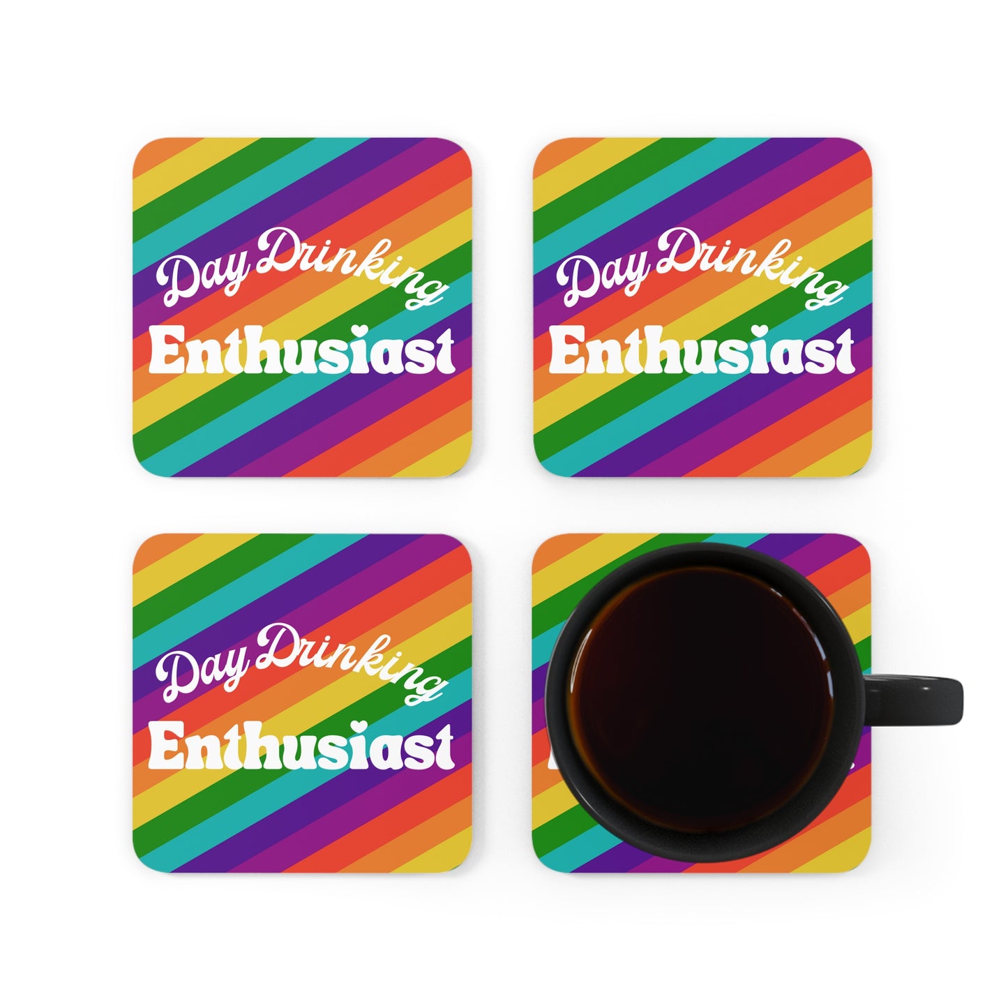 Day Drinking Enthusiast Rainbow Coaster Set