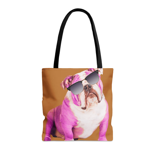 Pink Bulldog with Sunnies Canvas Tote Bag