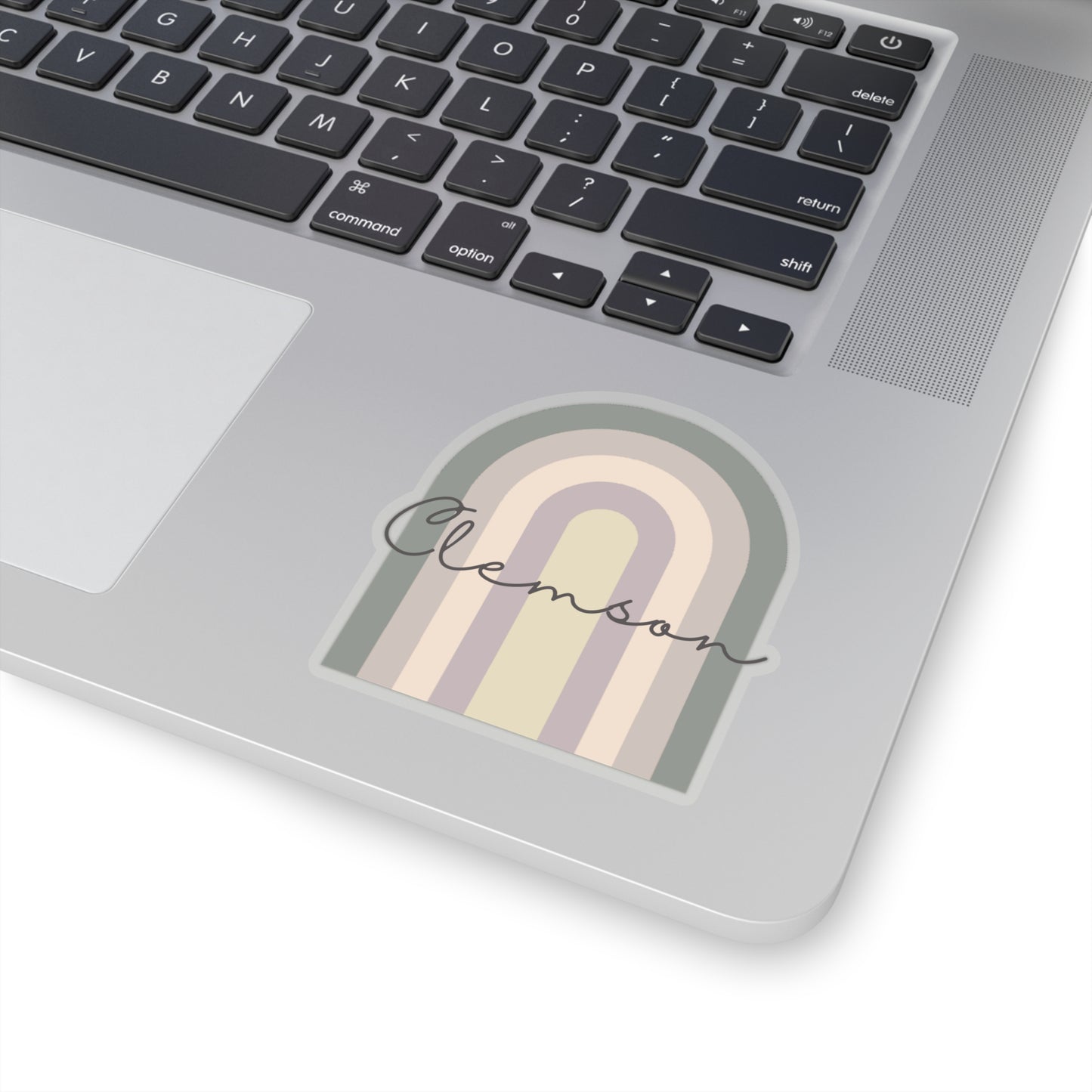Clemson Gray Tone Retro Rainbow Kiss-Cut Sticker