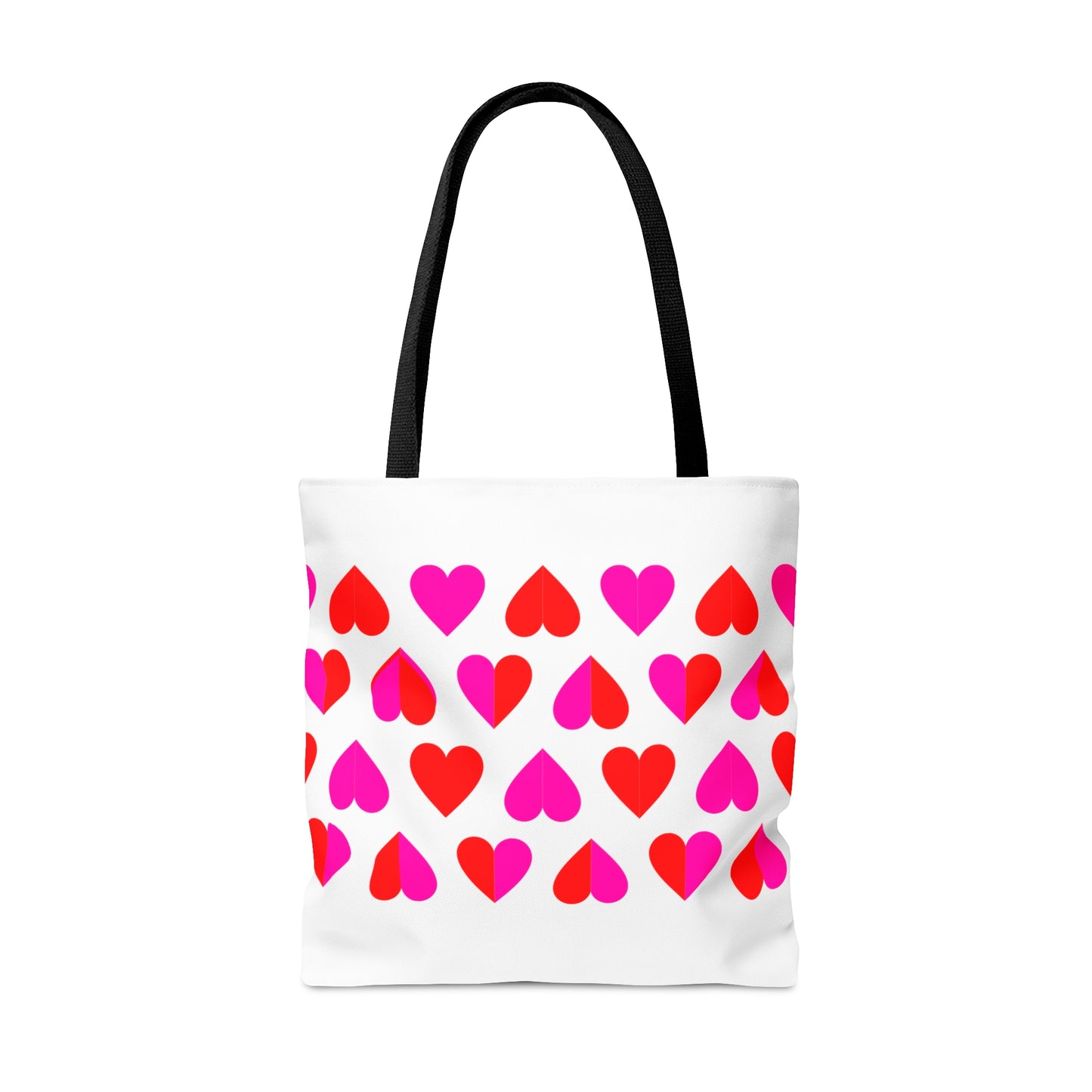 Hot Pink & Red Hearts White Tote Bag
