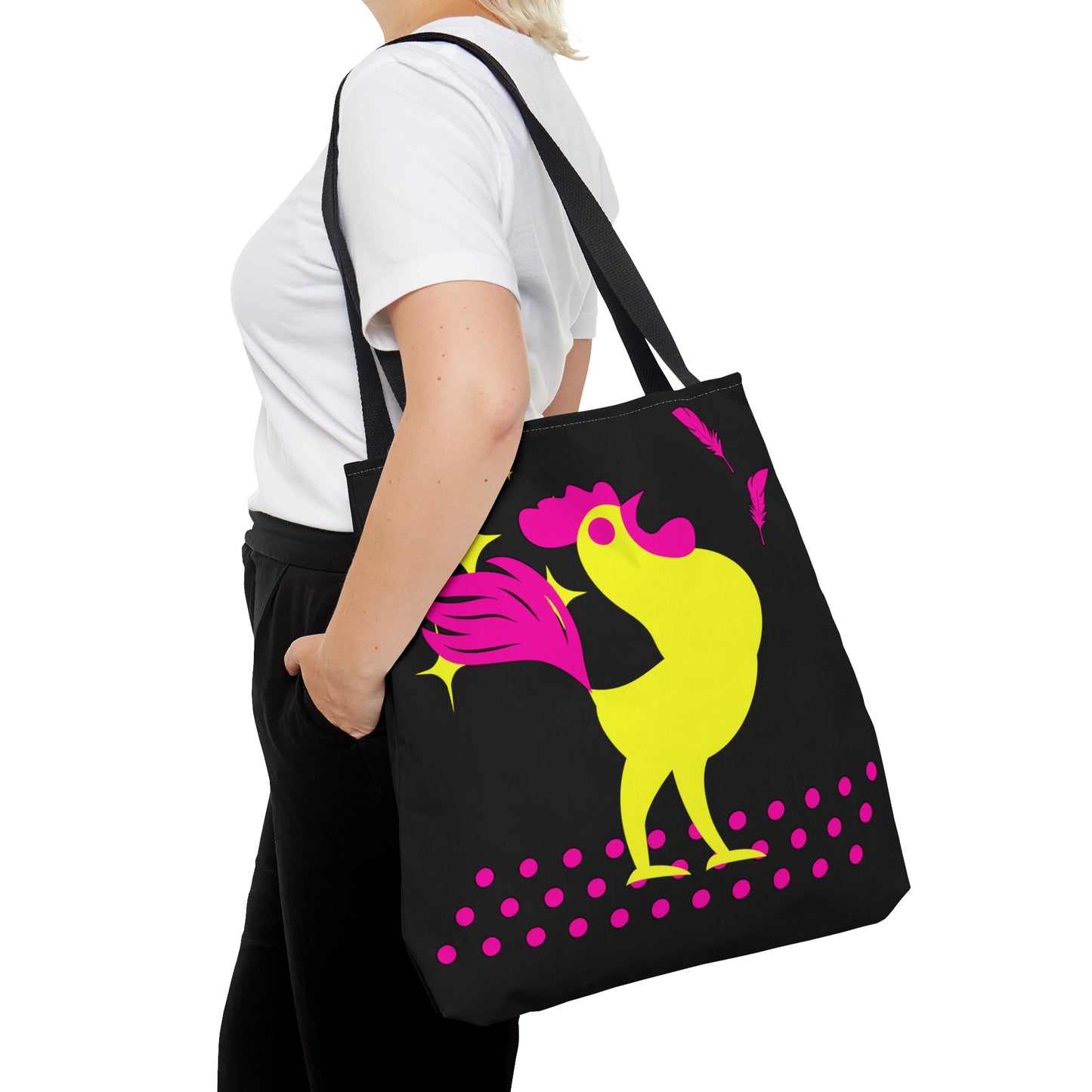 Hot Pink & Neon Yellow Rooster Gamecock Tote Bag