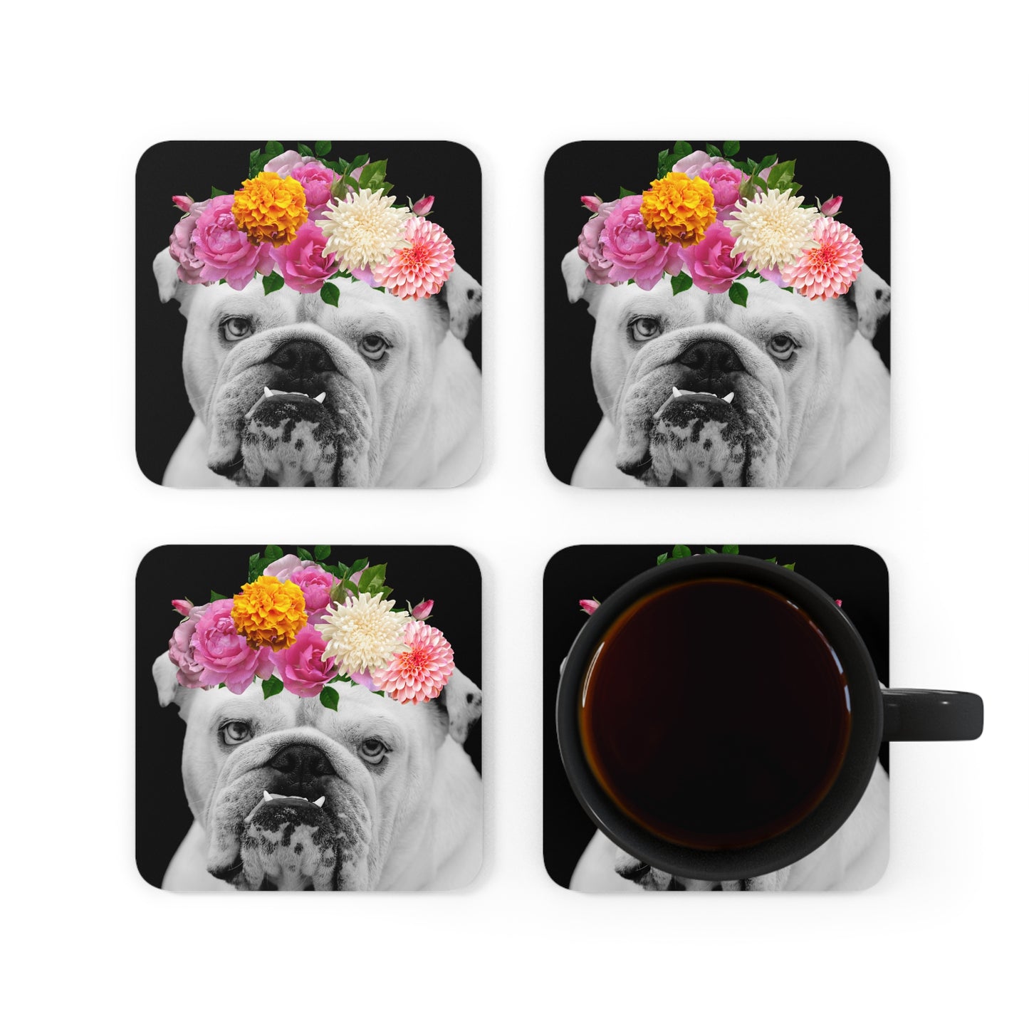 Very Pretty Bulldog Coaster Set