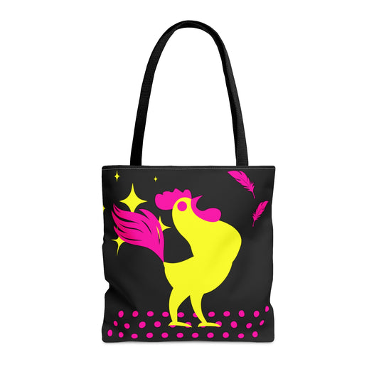 Hot Pink & Neon Yellow Rooster Gamecock Tote Bag
