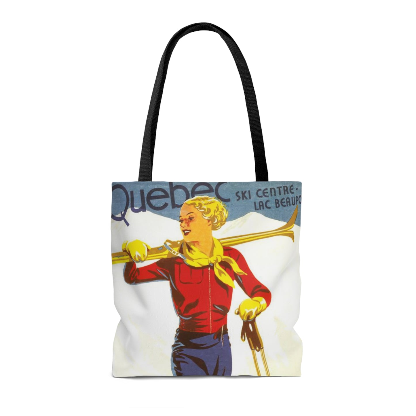 Vintage Quebec Ski Lodge Canvas Tote Bag