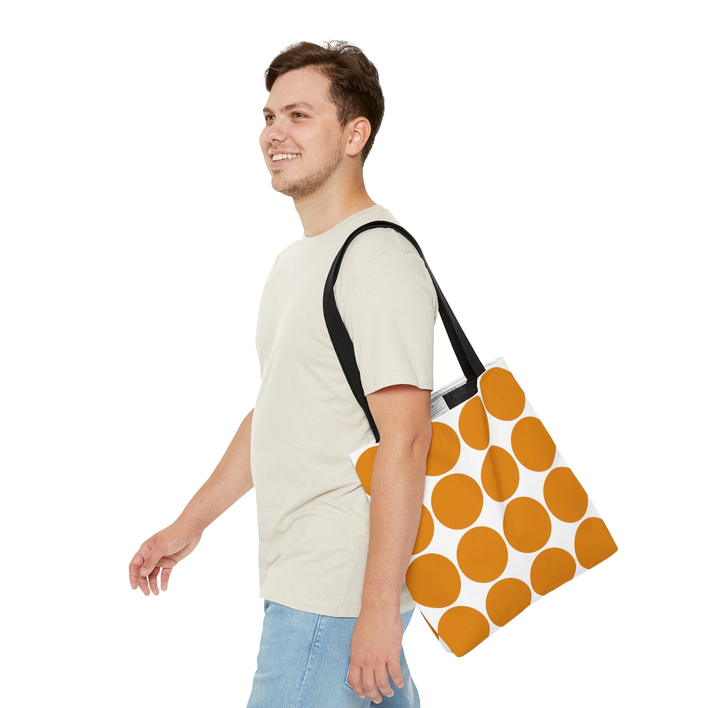 Tangerine Orange & White Circles Tote Bag