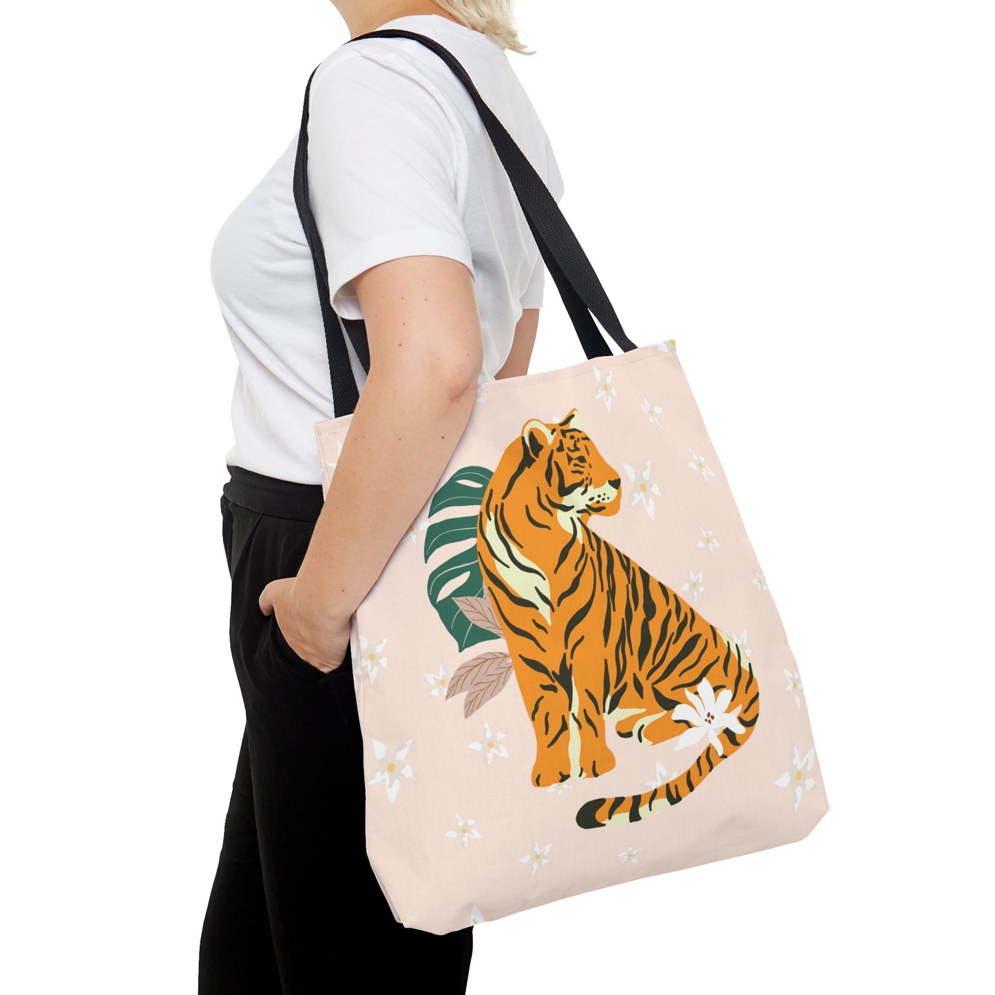 Boho Tiger & Lilies Canvas Tote Bag