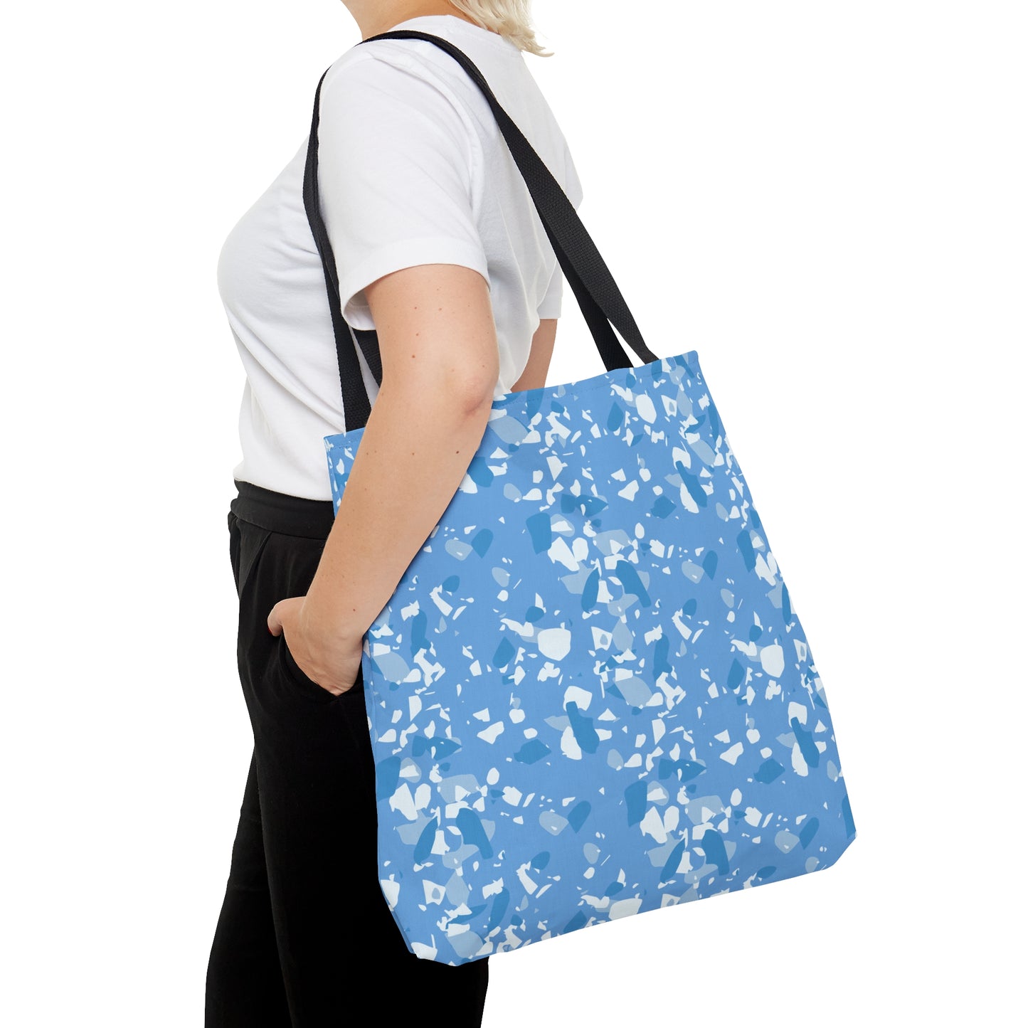 Light Blue Terrazzo Canvas Tote Bag