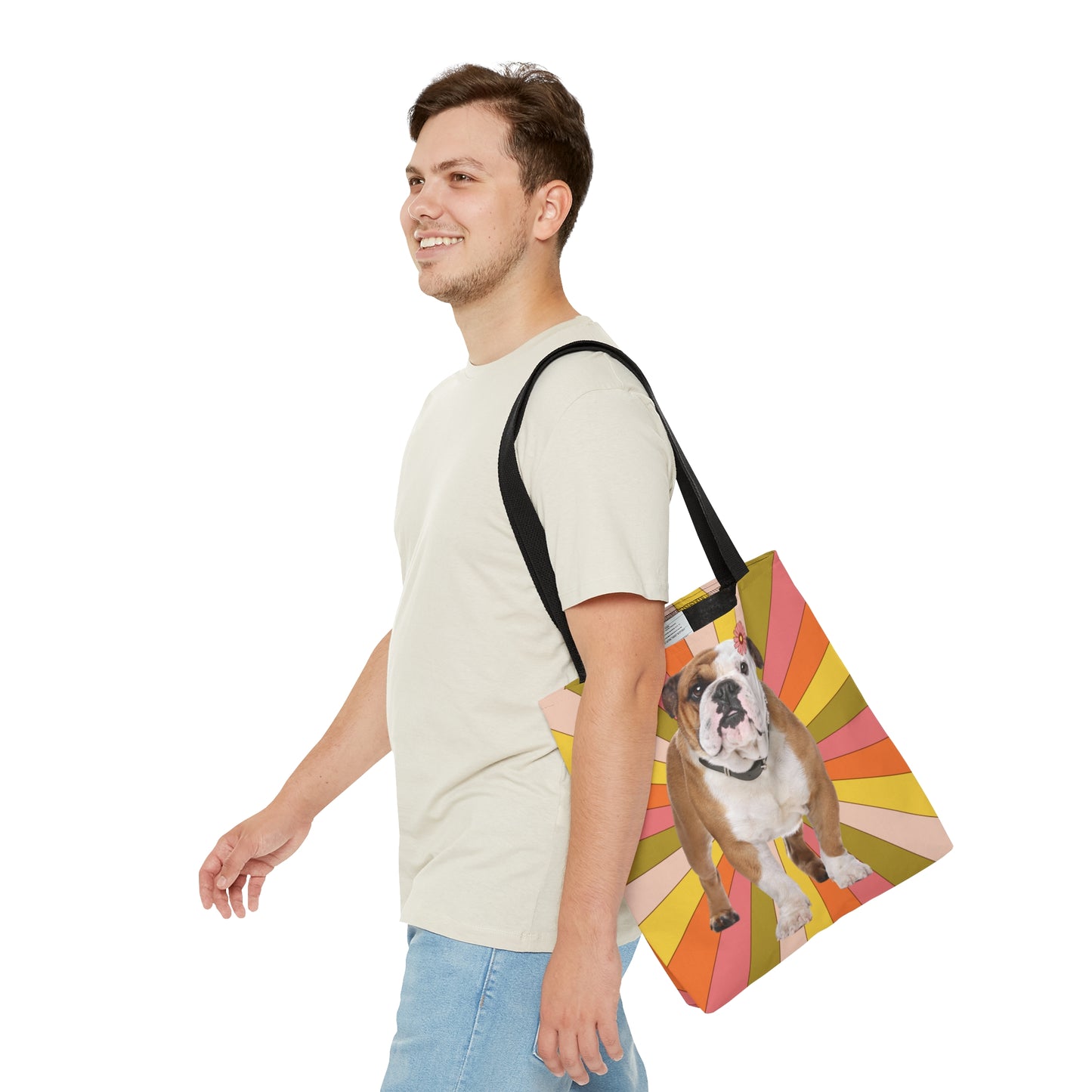 Retro Bulldog Vintage Colors Canvas Tote Bag