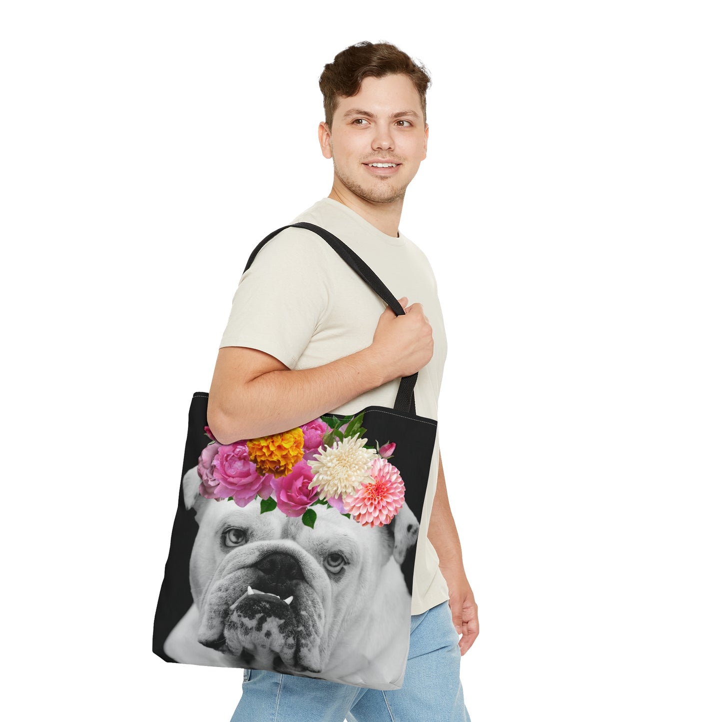 Very Pretty Bulldog Tote Bag | Flower Crown Bulldog