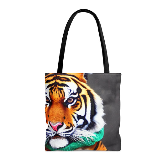 Orange Tiger Teal Scarf Canvas Tote Bag