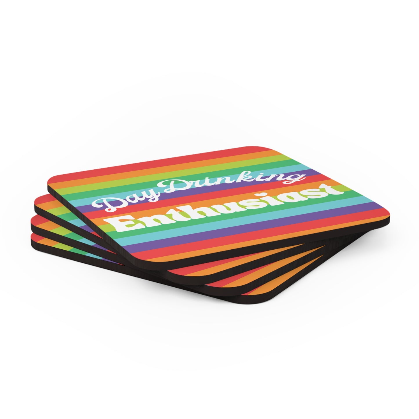 Day Drinking Enthusiast Tropical Rainbow Coaster Set