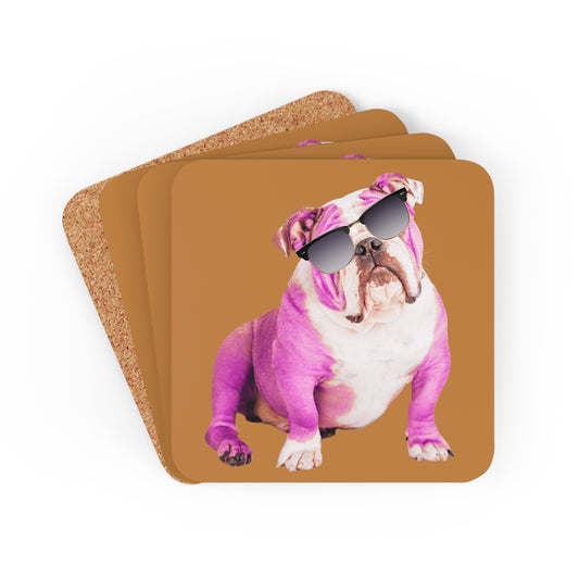 Pink Bulldog Sunnies Coaster Set