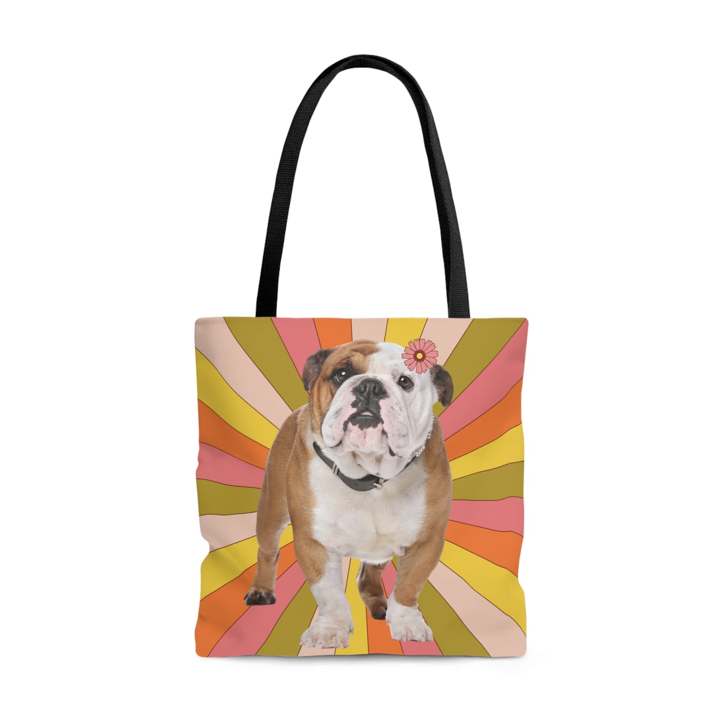 Retro Bulldog Vintage Colors Canvas Tote Bag
