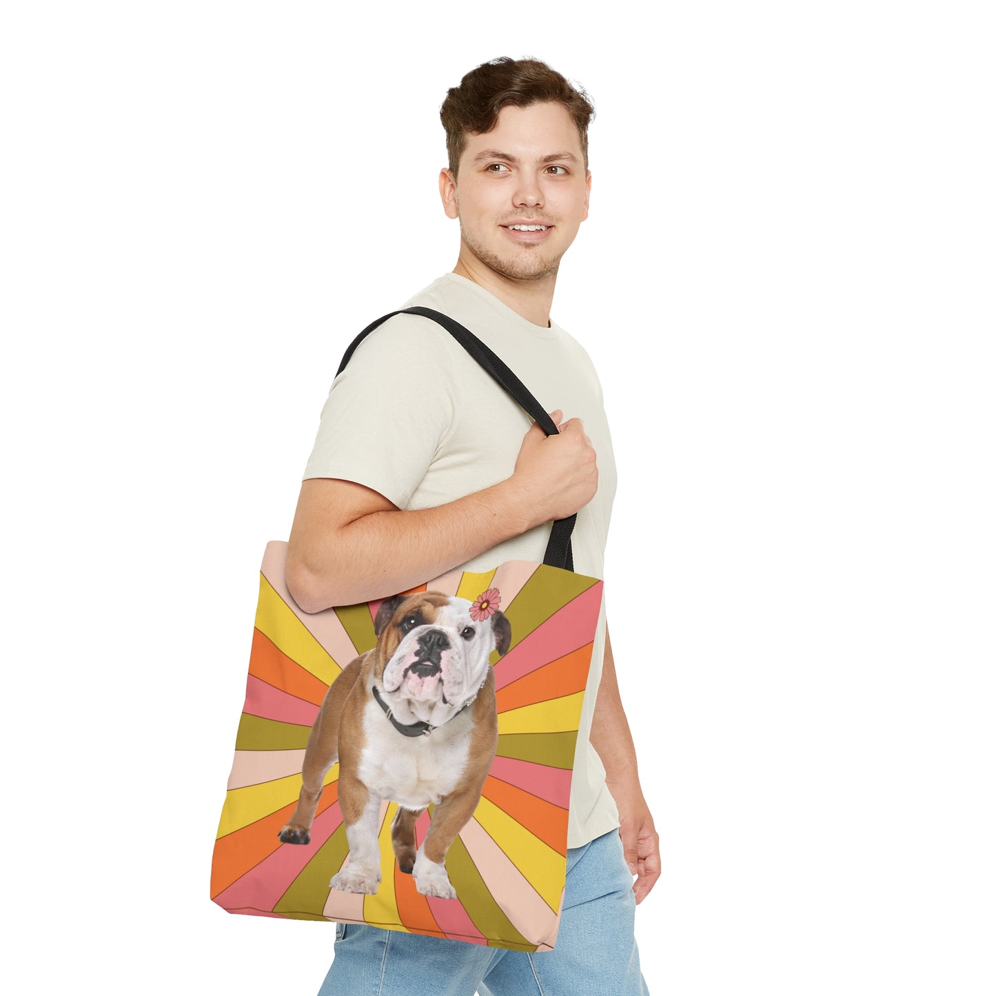 Retro Bulldog Vintage Colors Canvas Tote Bag