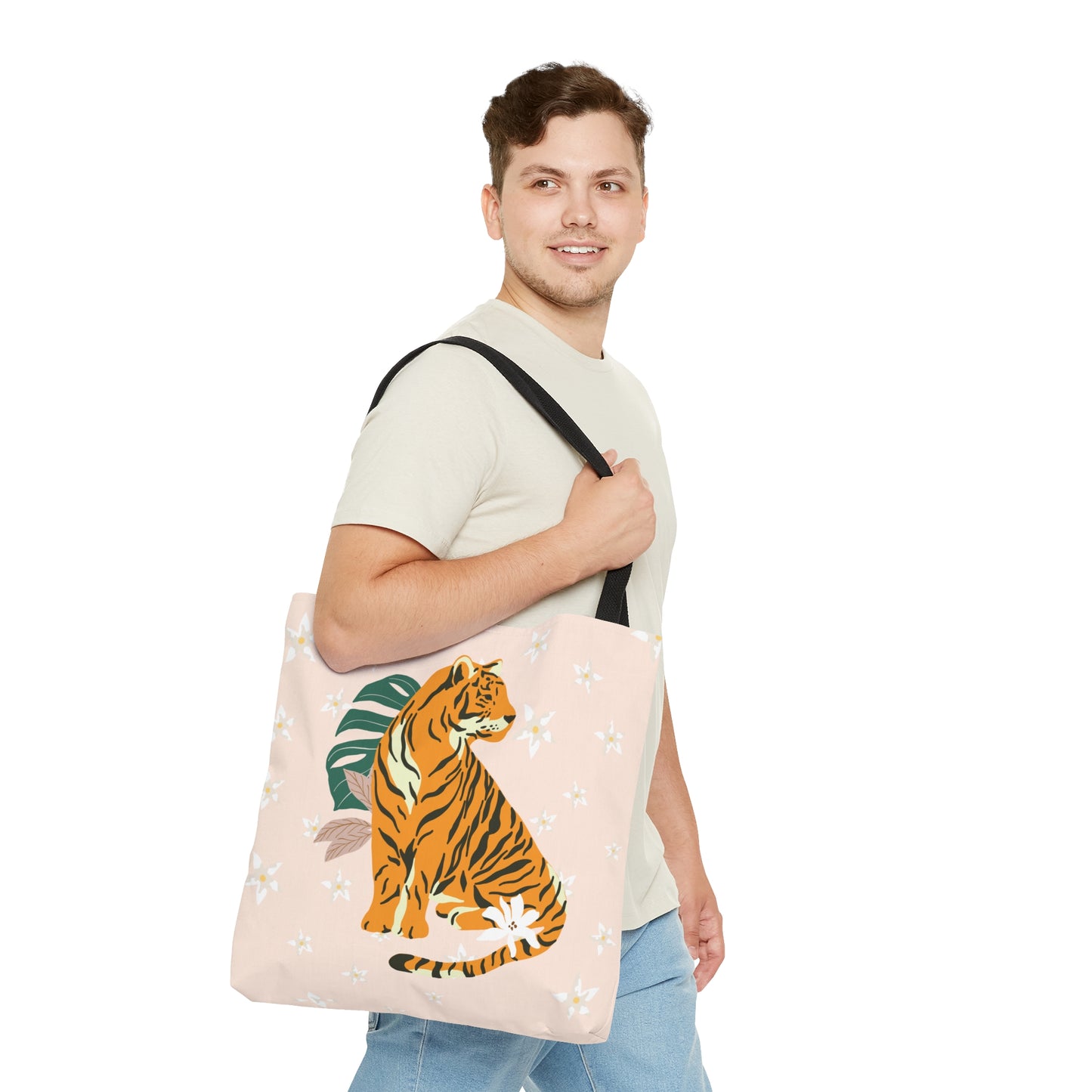 Boho Tiger & Lilies Canvas Tote Bag