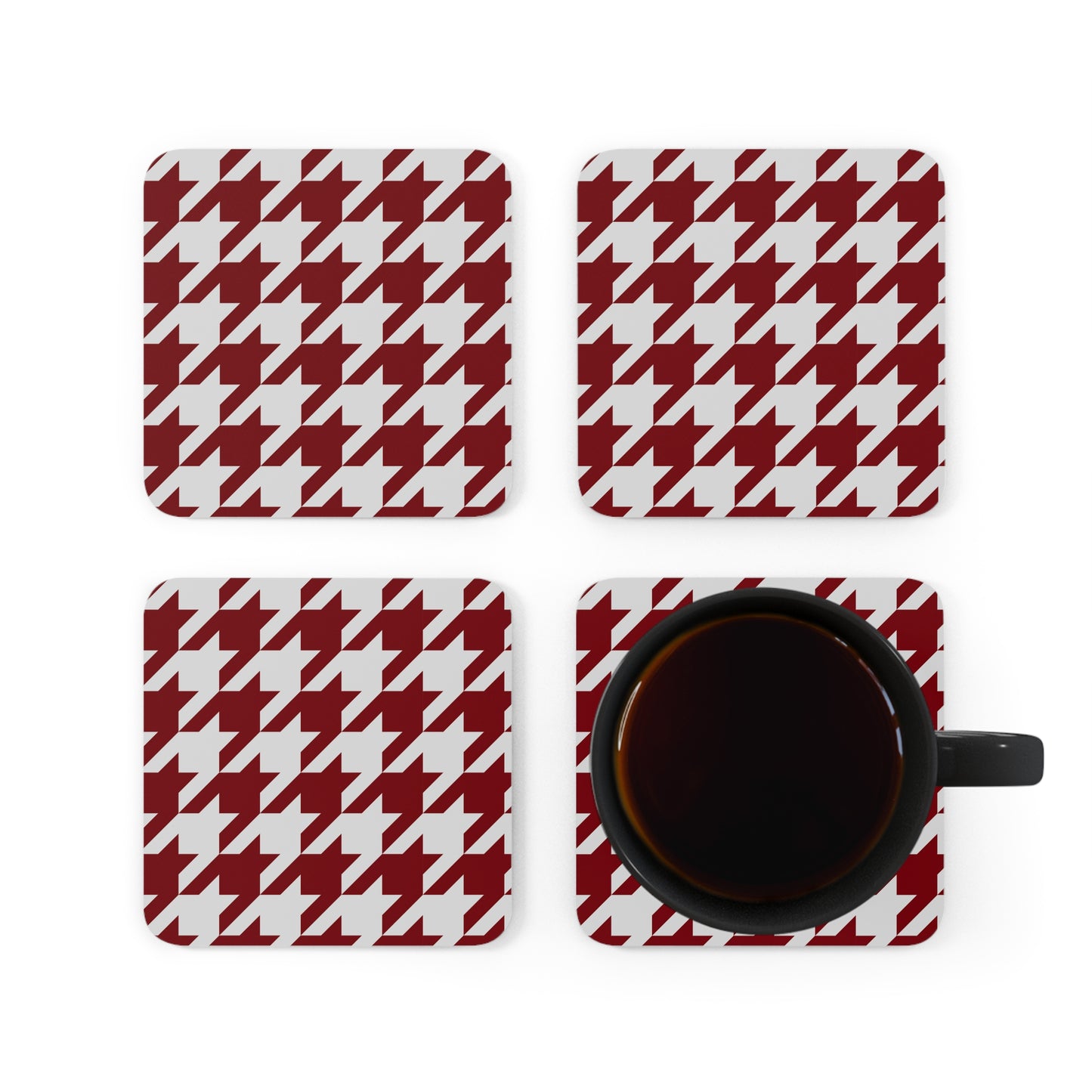 Garnet & Gray Houndstooth Coaster Set