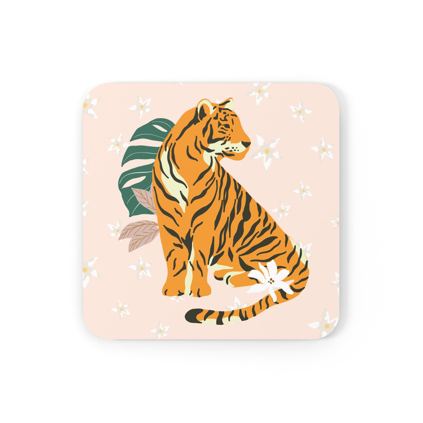 Boho Tiger & Lilies Coaster Set