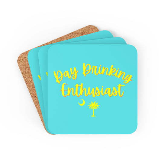Turquoise & Yellow Day Drinking Enthusiast Coaster Set