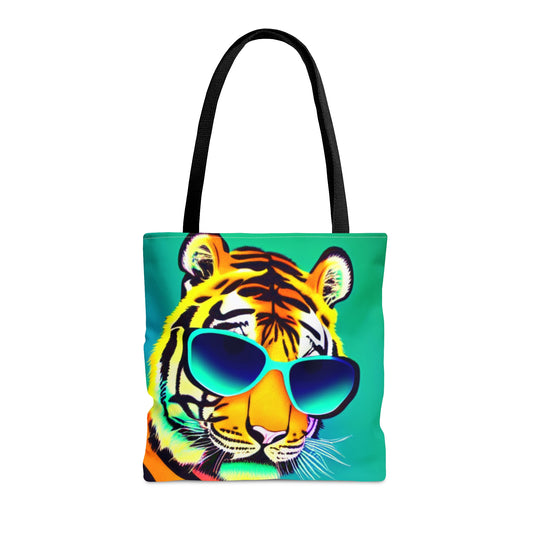 Neon & Teal Tiger Sunnies Canvas Tote Bag