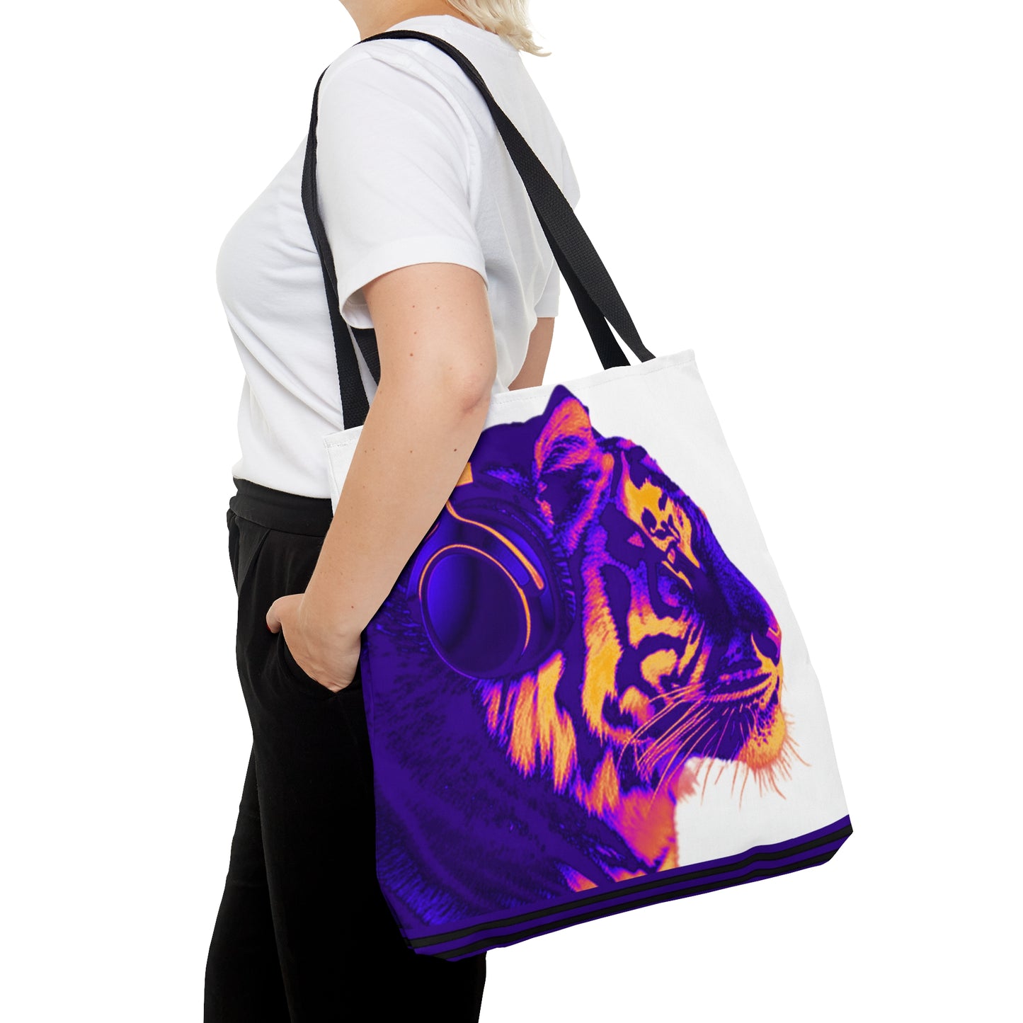 Tiger Headphones Canvas Tote Bag