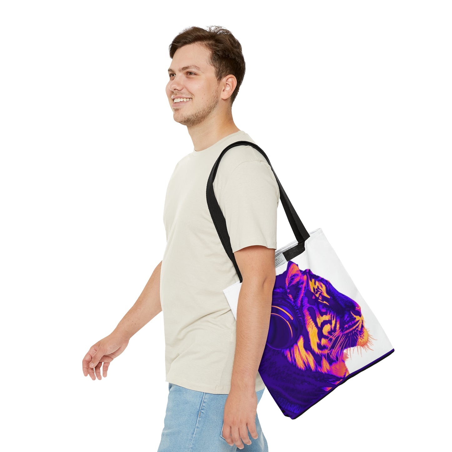 Tiger Headphones Canvas Tote Bag
