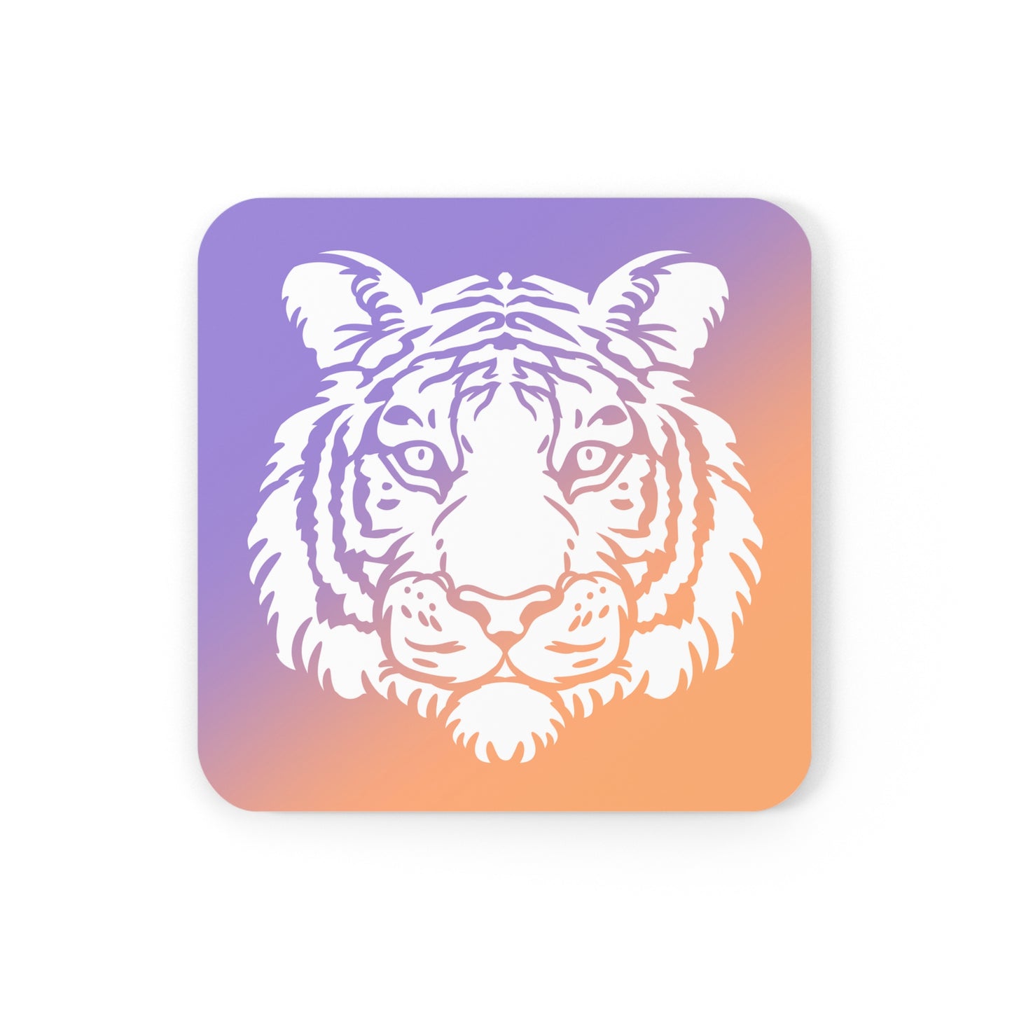 Purple & Orange Gradient Tiger Coaster Set