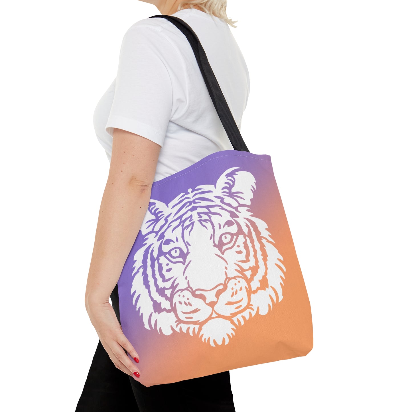 Purple & Orange Gradient Tiger Canvas Tote Bag