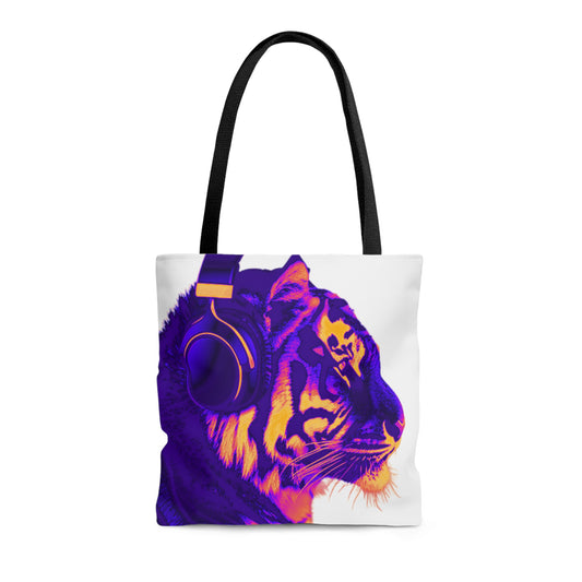 Tiger Headphones Canvas Tote Bag