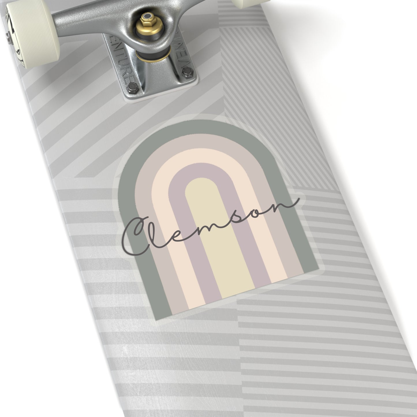 Clemson Gray Tone Retro Rainbow Kiss-Cut Sticker