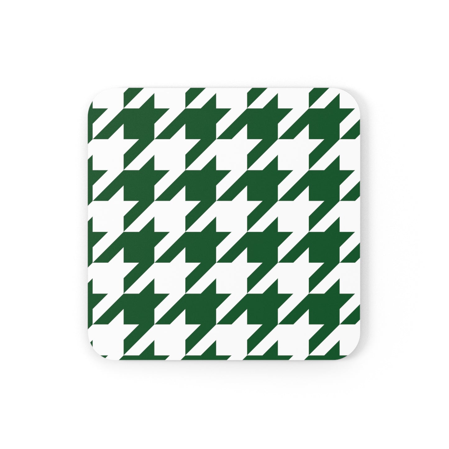 Green & White Houndstooth Coaster Set