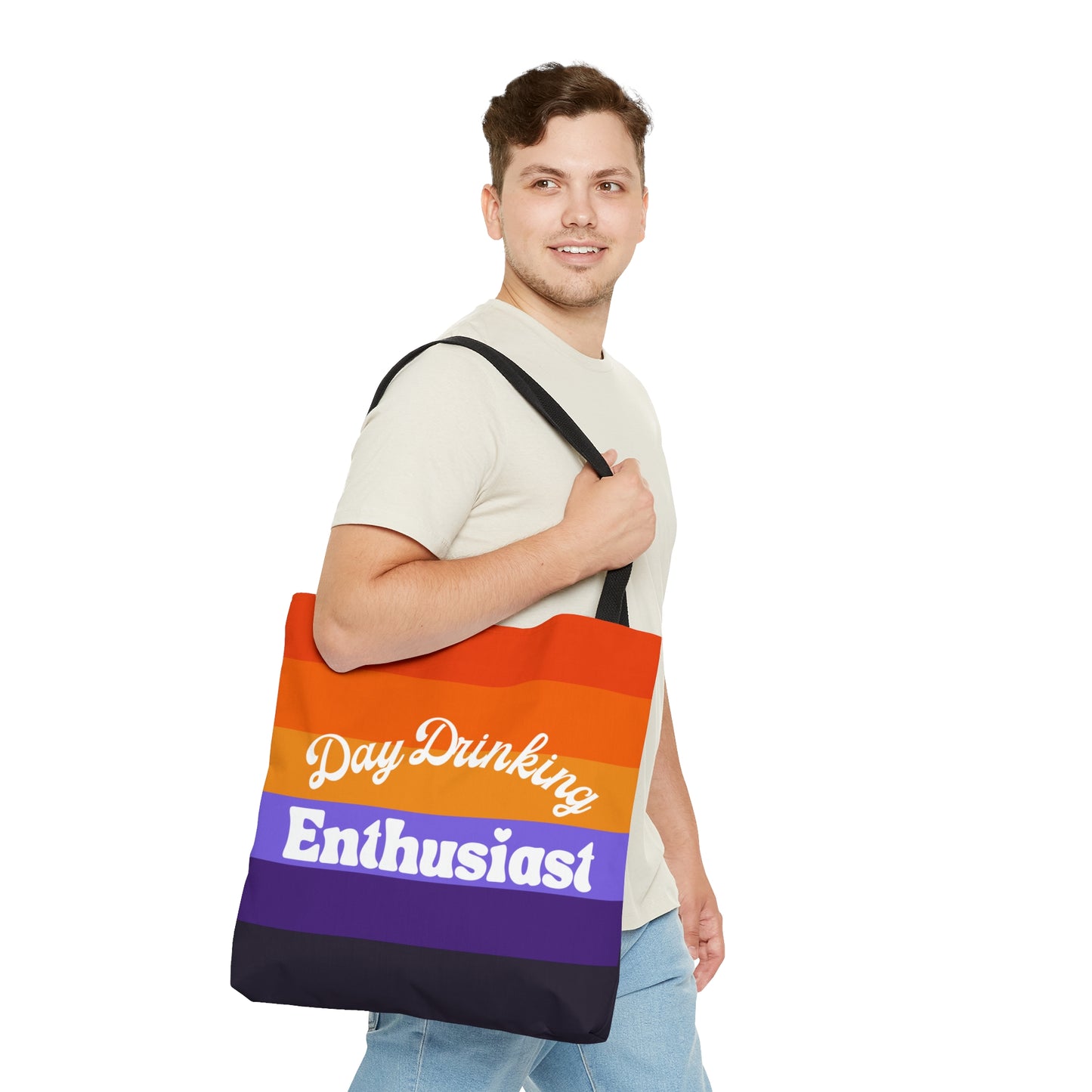 Orange & Purple Day Drinking Enthusiast Canvas Tote Bag