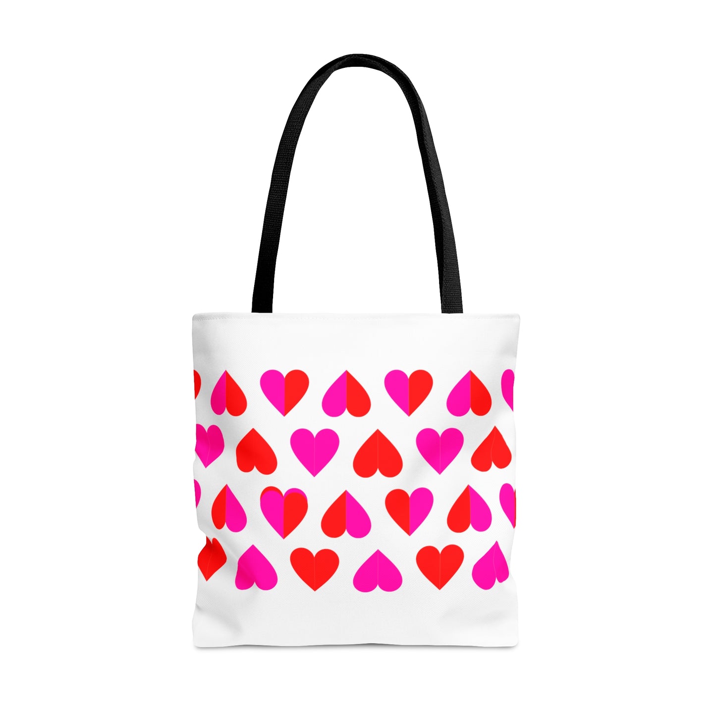 Hot Pink & Red Hearts White Tote Bag