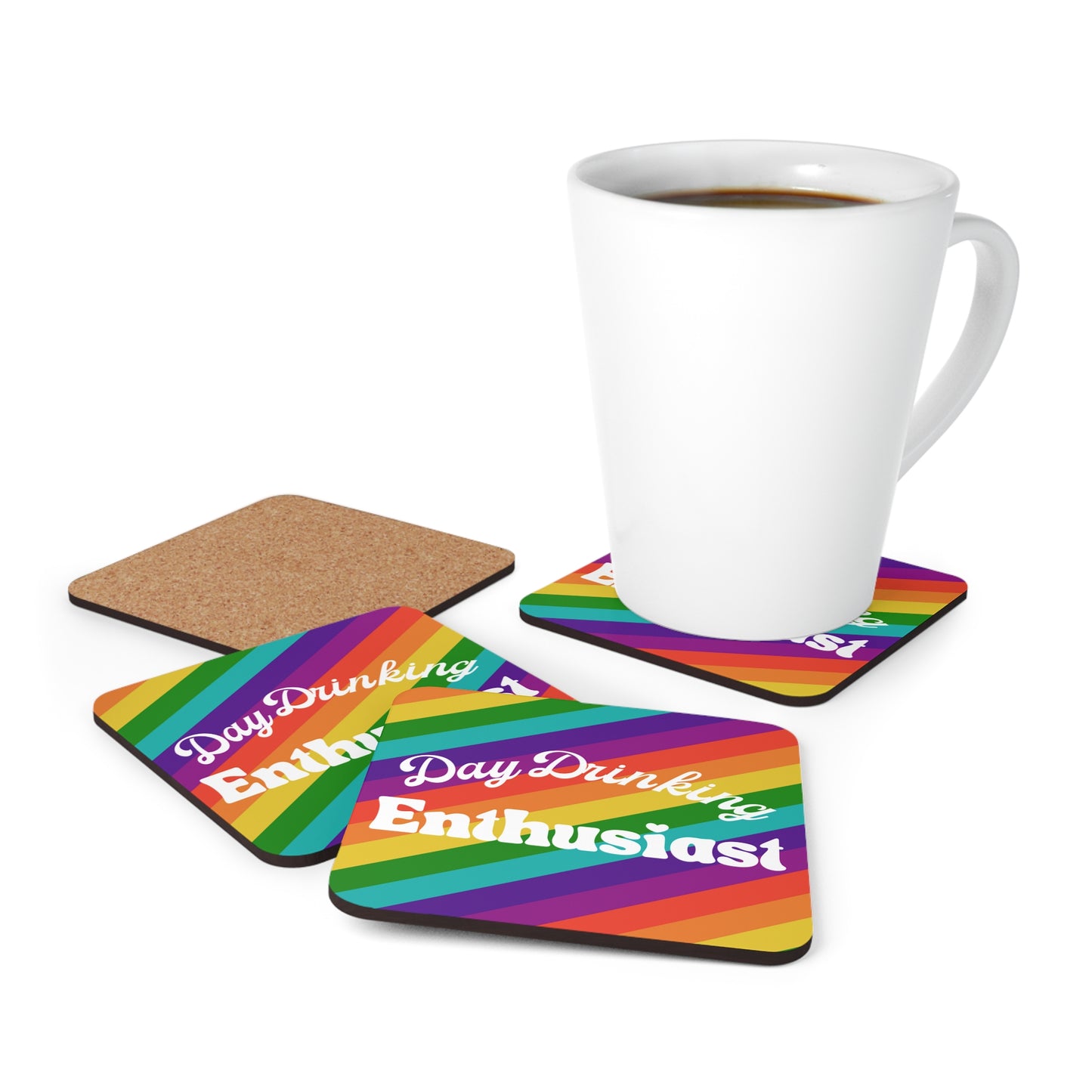 Day Drinking Enthusiast Rainbow Coaster Set