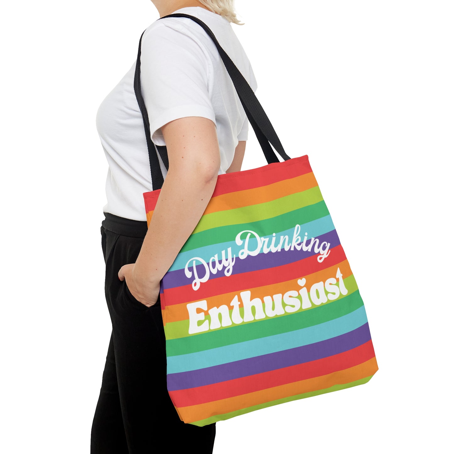 Day Drinking Enthusiast Tropical Rainbow Tote Bag